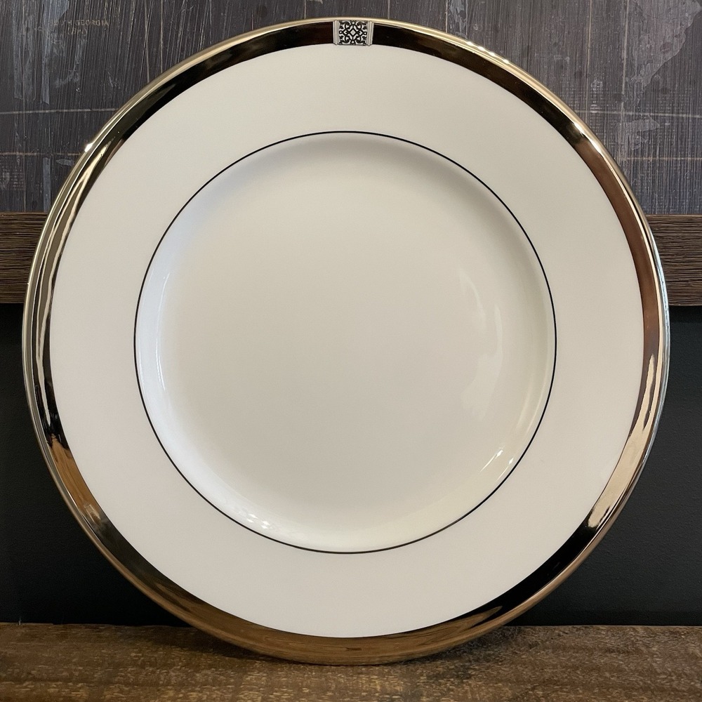 LENOX Jewel Platinum 11.25" Dinner Plate Fine China Classic Clasp Band Rim